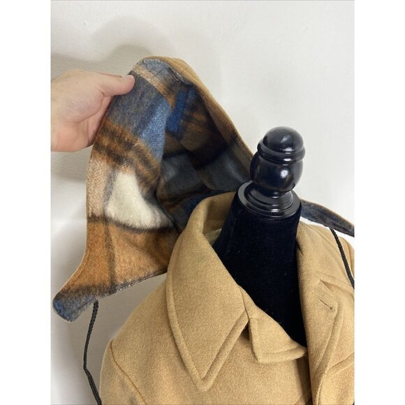 Vintage Mitchell Wool Duffle Coat 70s Toggle Plaid Lined Winter Woman M - Picture 5 of 14